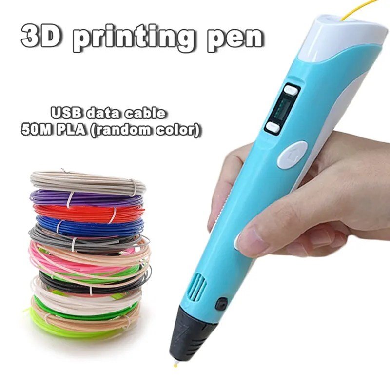 Çocuklar için 3D kalem çizim baskı kalem ile LCD ekran ile 50M PLA 1.75mm Filament oyuncaklar çocuklar için noel doğum günü DIY hediye