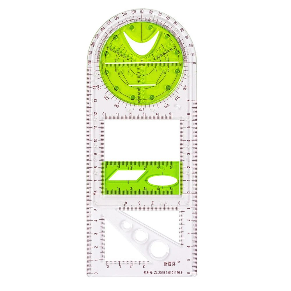 Çok fonksiyonlu geometrik cetvel geometrik çizim şablon ölçme aracı için okul öğrenci ofis mimari ölçüm kuralı - Görsel 3
