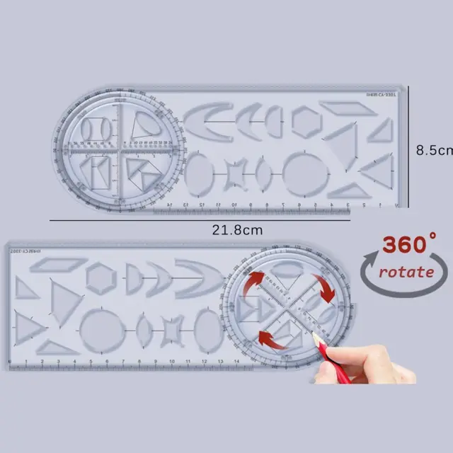 Çok fonksiyonlu geometrik cetvel geometrik çizim şablon ölçme aracı için okul öğrenci ofis mimari ölçüm kuralı