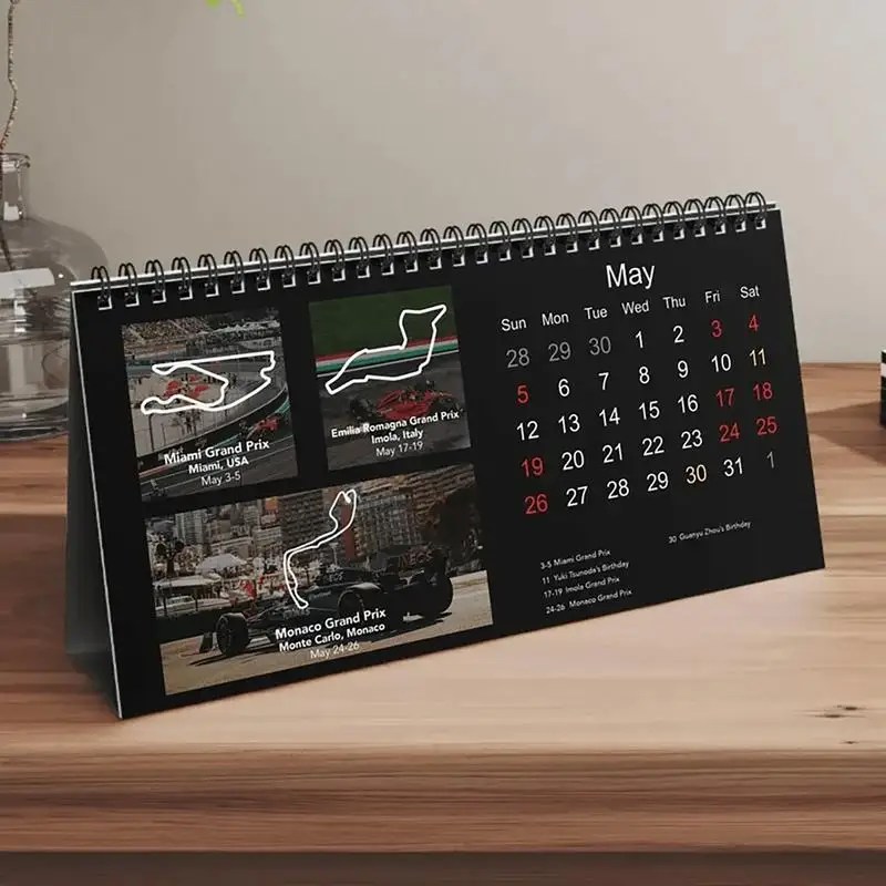 2024 F1 masa takvimi masaüstü takvim kolay planlama günlük program planlayıcısı ikiz tel bağlama yarış takvim ev dekor