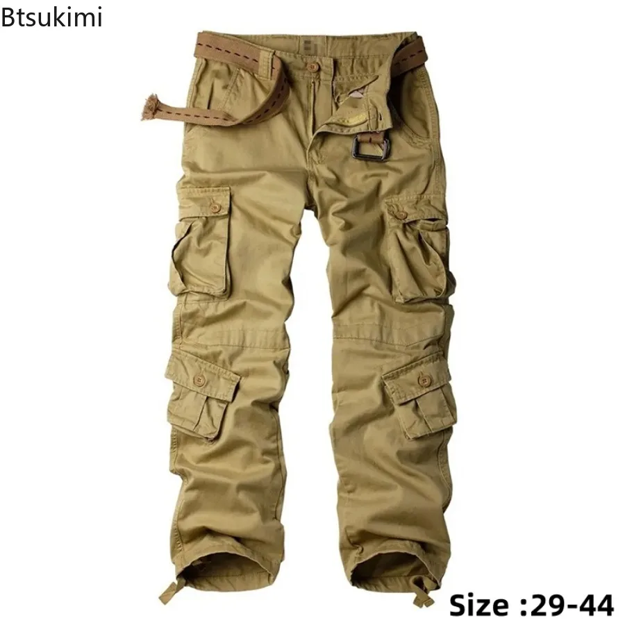 2024 erkek pamuk kargo pantolon moda sekiz cepler spor pantolonlar pantolon erkek boy gevşek düz erkekler için Streetwear pantolon