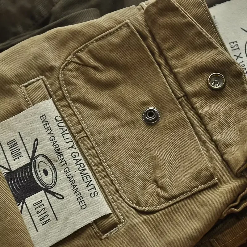 2024 erkek yeni kargo pantolon amerikan Retro ağır iş giysisi pantolon adam aşınmaya dayanıklı gevşek düz bacak pantolon günlük pantolon