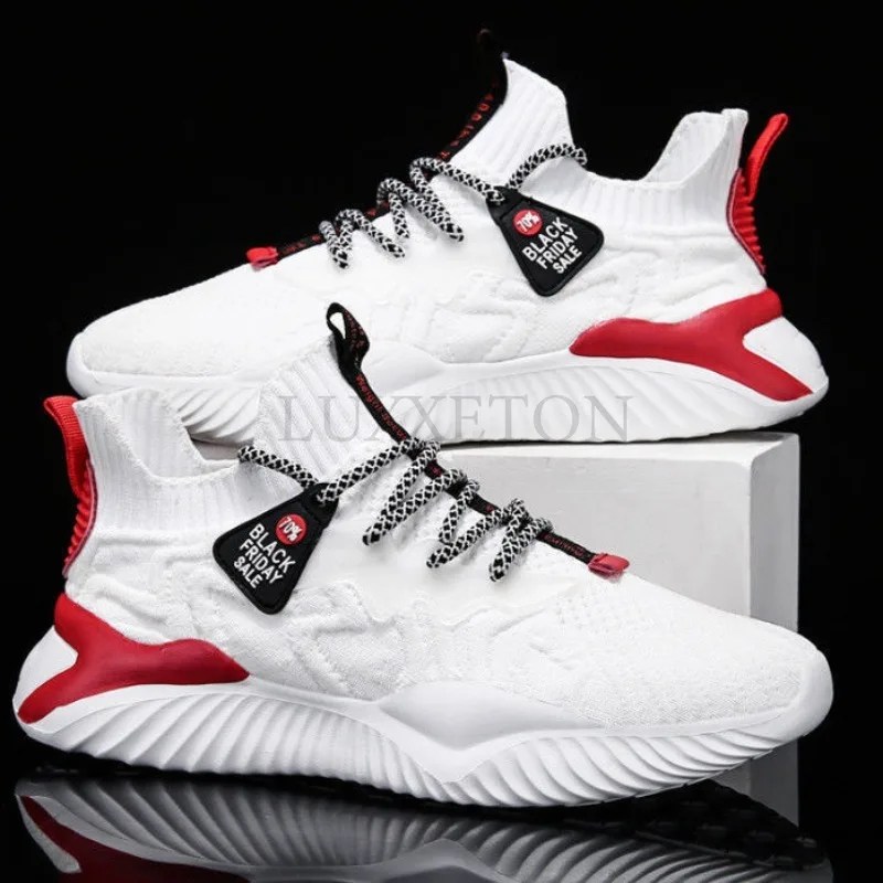 2024 erkekler Sneakers yeni stil nefes Lace Up erkekler örgü ayakkabı moda rahat hiçbir kayma Vulcanize ayakkabı erkekler Tenis Masculino