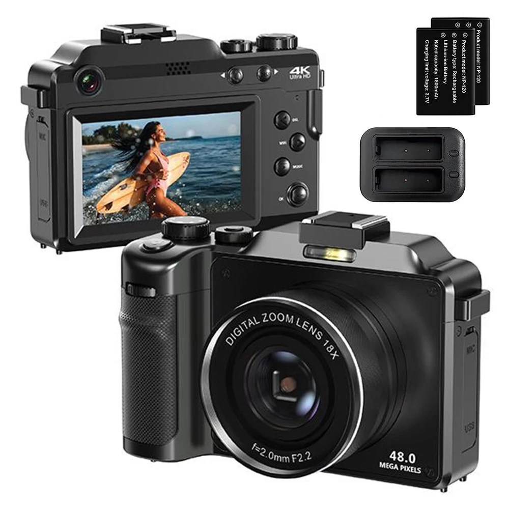 2024 çift Lens HD dijital fotoğraf kamera 4K WIFI Webcam Vintage Vlog Video kaydedici 18X Zoom YouTube kamera DIY kabuk