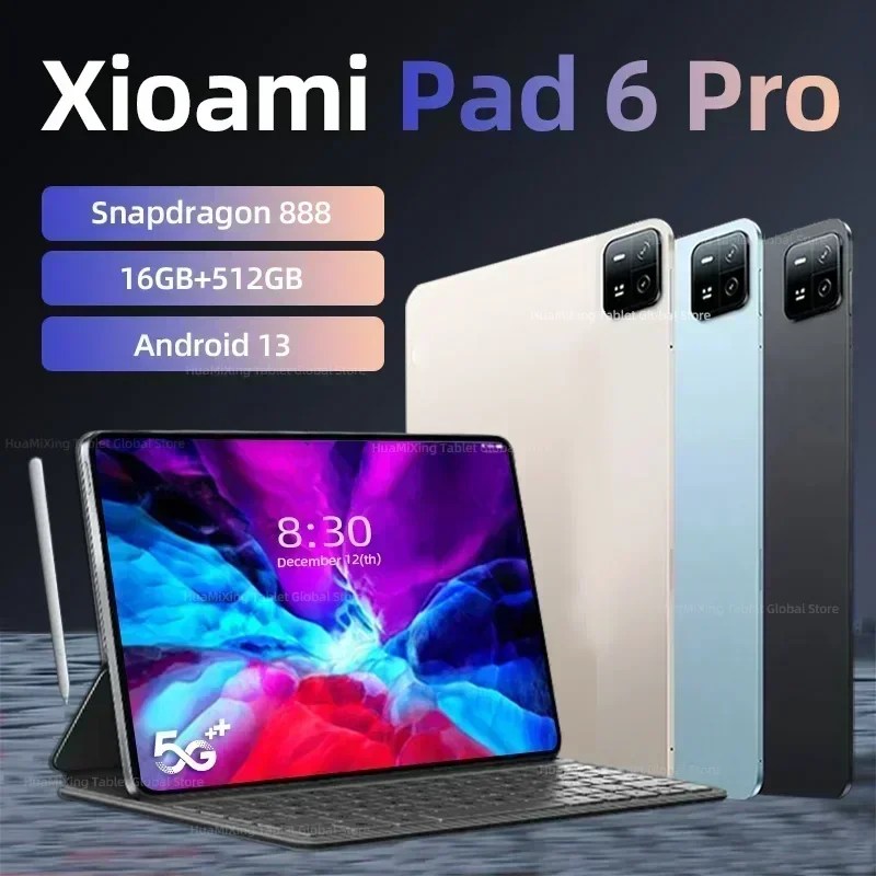 2024 küresel mi sürüm orijinal Pad 6 Pro tablet PC Snapdragon 888 xiao Android 13 11 inç 16GB + 512GB 5G HD 4K ekran WIFI Mi