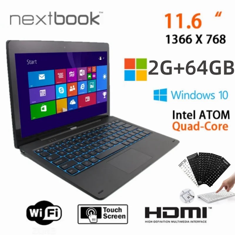 2024 yeni 2GB + 64GB 11.6 inç Windows 10 Tablet yerleştirme klavye ile 1366*768 IPS x5-8300 CPU hdmi-uyumlu WIFI Quad Core