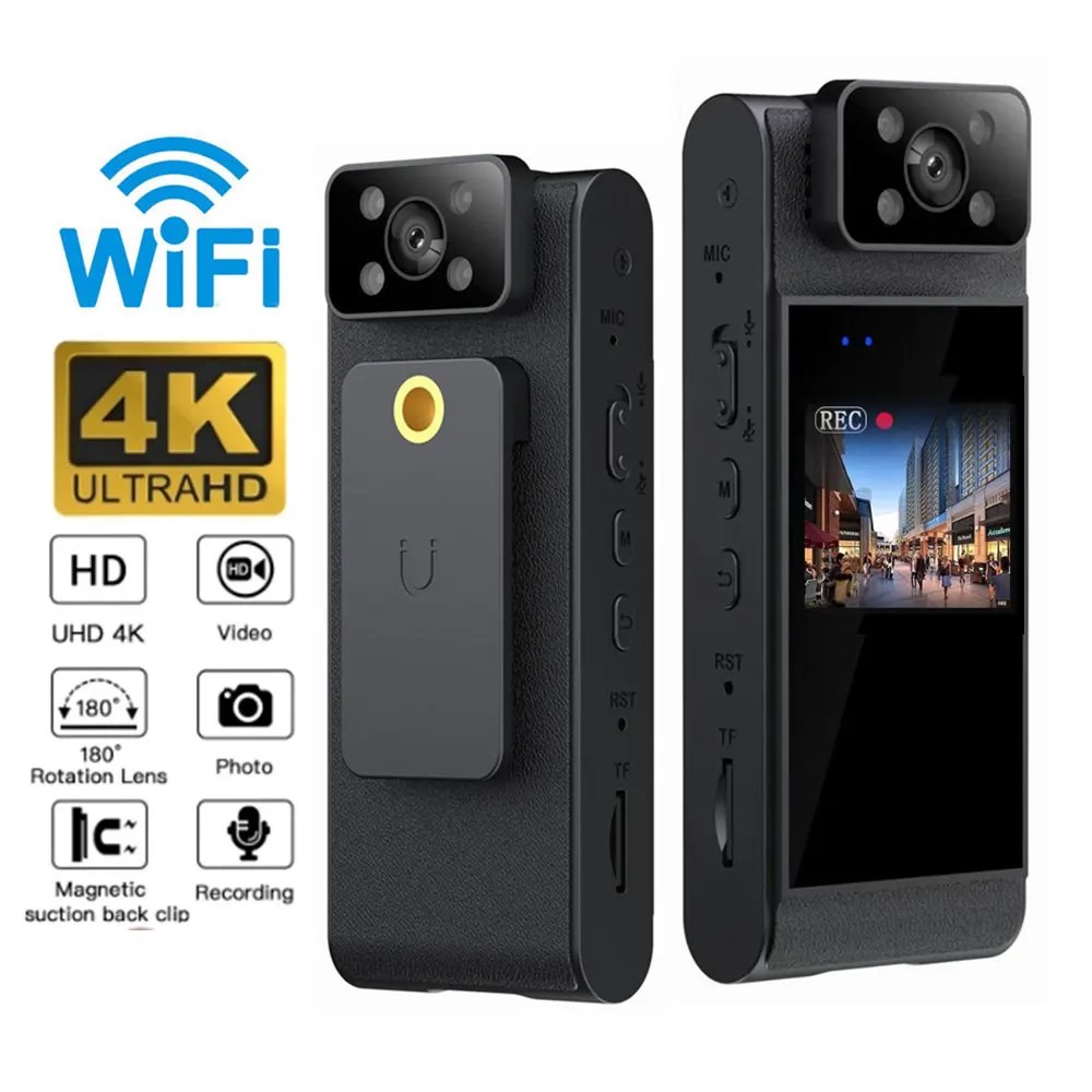 2024 yeni HD 4K Mini kamera WiFi taşınabilir küçük dijital Video kaydedici polis BodyCam kızılötesi gece görüş minyatür kamera