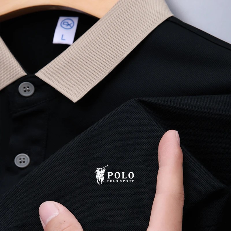 2024 yeni POLO GÖMLEK, yaz erkek yüksek kaliteli rahat moda T-shirt, marka yaka çizgili iş kısa kollu