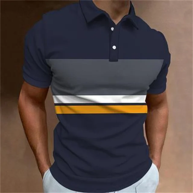 2024 yeni erkek Polo GÖMLEK çizgili kısa kollu t-shirt rahat iş düğmesi üst Tees yaz Polo GÖMLEK s yüksek kaliteli giysiler