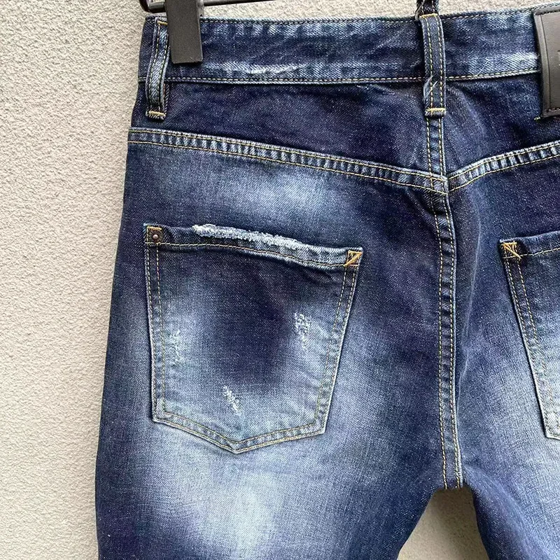 2024 yeni yaz erkek kot lüks marka mavi Denim pantolon yüksek kaliteli sokak Slim Fit Denim şort erkek streç sıska kot