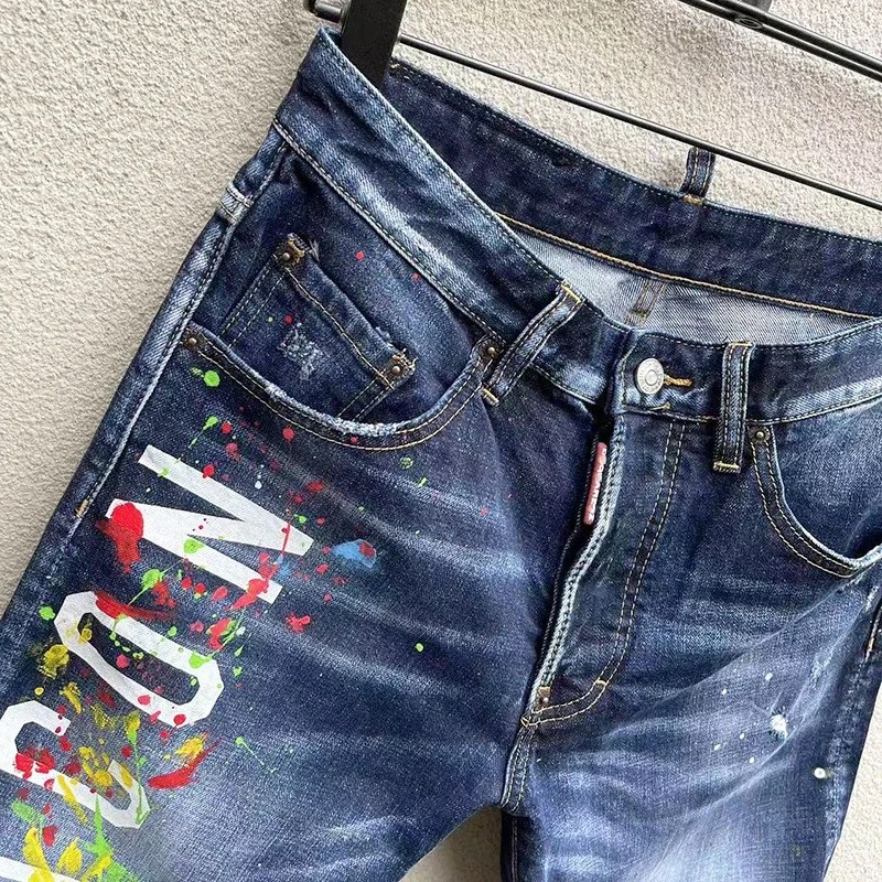 2024 yeni yaz erkek kot lüks marka mavi Denim pantolon yüksek kaliteli sokak Slim Fit Denim şort erkek streç sıska kot - Görsel 5