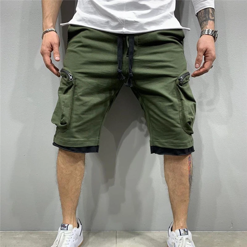 2024 yeni yaz gevşek şort erkekler koşu kısa pantolon rahat spor streetwear erkekler çok cep spor rahat kalça kargo şort