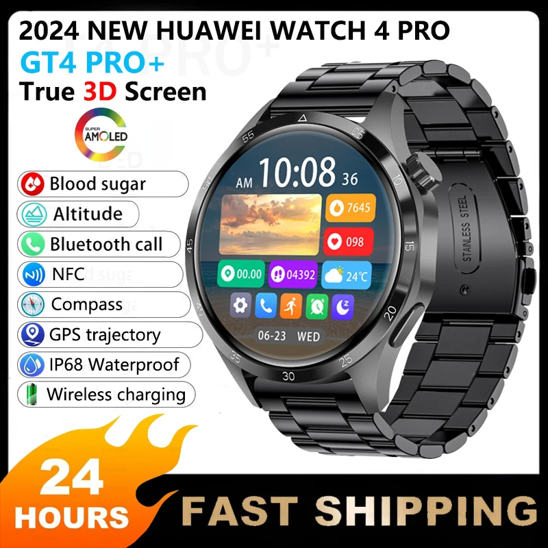 2024NEW Huawei İzle 4 PRO NFC akıllı İzle erkekler GT4 PRO + 460*460 3D ekran IP68 su geçirmez GPS yörünge kalp hızı Smartwatch