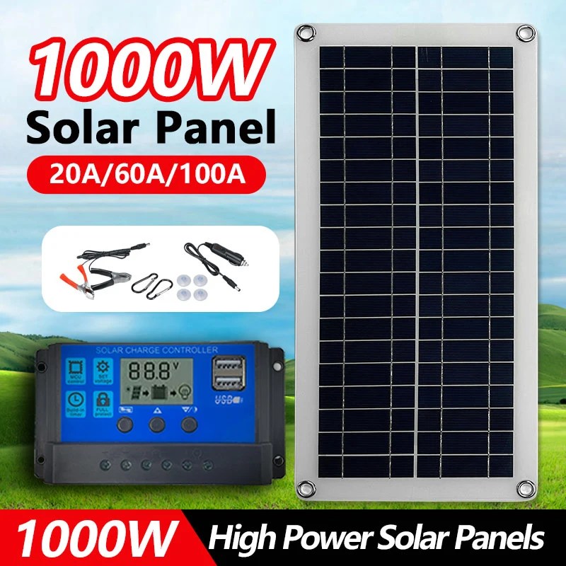 20W-1000W GÜNEŞ PANELI 12V güneş pili 10A-100A denetleyici güneş panelleri telefon araba MP3 şarj edici ped açık pil kaynağı
