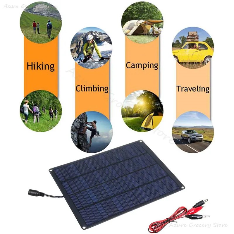 20W GÜNEŞ PANELI ile akü maşası ve 20A denetleyici 18V Monocrystalline güneş pilleri açık kamp yürüyüş güneş araba şarjı - Görsel 4