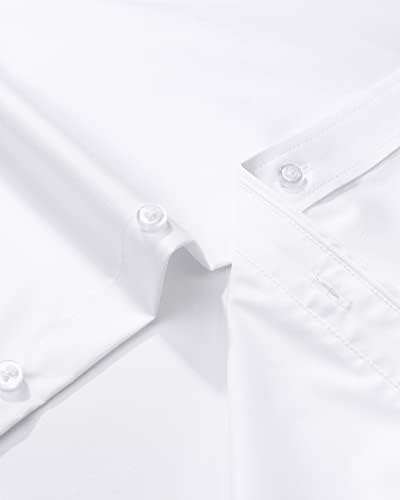 J.VER Men's Dress Shirts Solid Long Sleeve Stretch Wrinkle-Free Formal Shirt Business Casual Button Down Shirts - Görsel 5