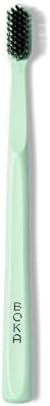 Boka Classic Manual Toothbrush with Extra Soft Activated-Charcoal, Tapered Bristles, Bioplastic Handle That Includes Travel Cap, Dentist-Approved, Great for Adults and Kids, Mint (Pack of 1)
