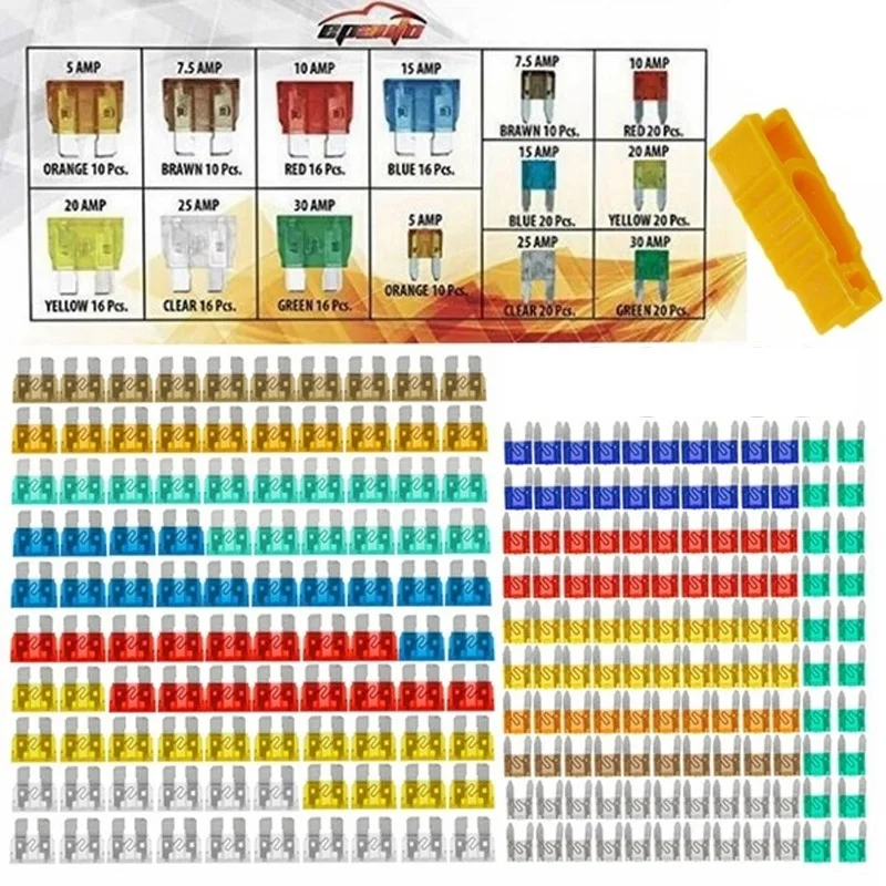 220 adet Mini orta sigortalar arabalar için bıçak otomotiv sigorta araç kiti sigorta seti kamyon aksesuarları 5A/7.5A/10A/15A/20A/25A/30A
