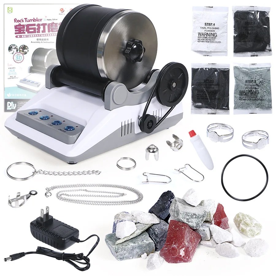 220V/110V kaya Tumbler kiti DIY Gem parlatma makinesi elektrikli kaya değirmeni kiti kaya parlatıcı çocuklar ve yetişkinler için
