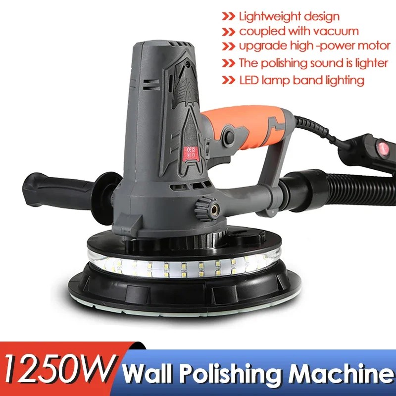 220V 1250W duvar parlatma makinesi alçıpan Sander taşınabilir Led ışık duvar macun kum disk el elektrikli taşlama parlatıcı