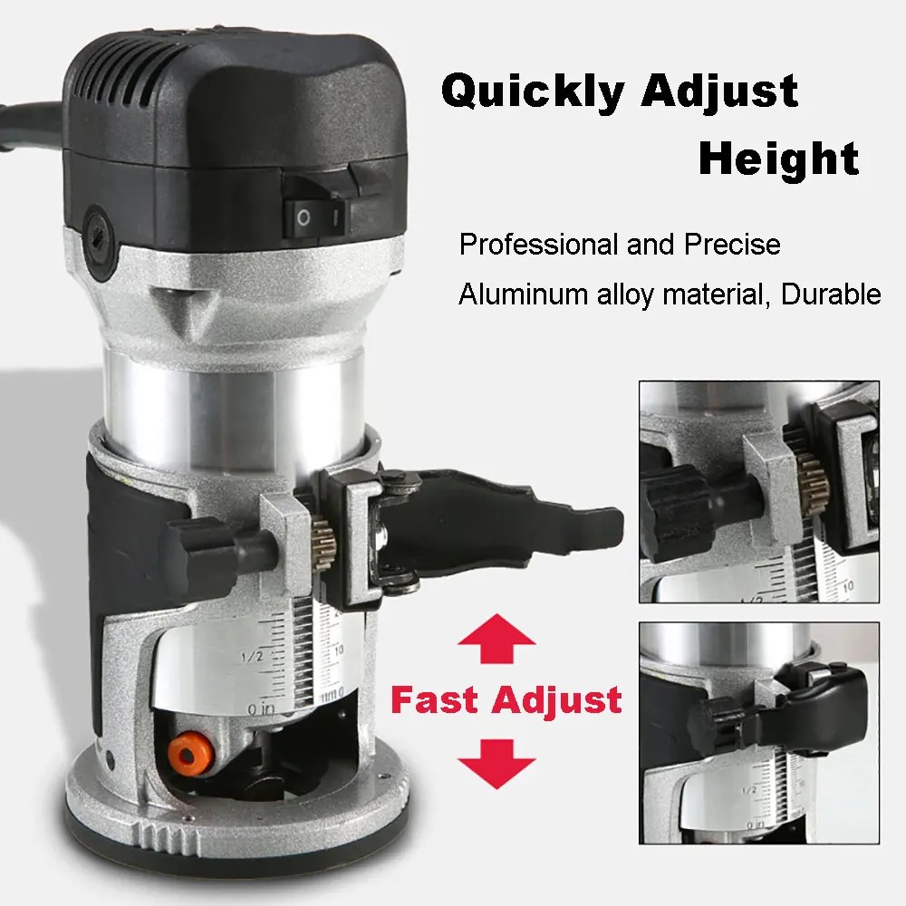220V 2000W elektrikli düzeltici router6.35mm & 8mm ağaç İşleme ahşap freze gravür yerleştirme kırpma makinesi el oyma yönlendirici - Görsel 2