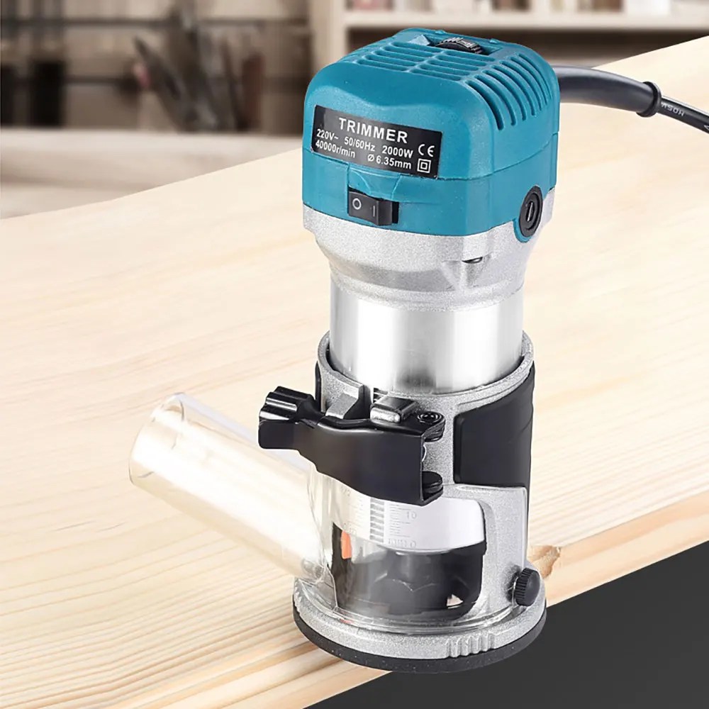 220V 2000W elektrikli düzeltici router6.35mm & 8mm ağaç İşleme ahşap freze gravür yerleştirme kırpma makinesi el oyma yönlendirici