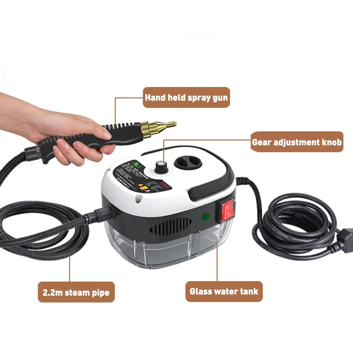 2500W buharlı temizleyici yüksek sıcaklık sterilizasyon klima mutfak kaput araba temizleyici 110V 220V ev aletleri - Görsel 3