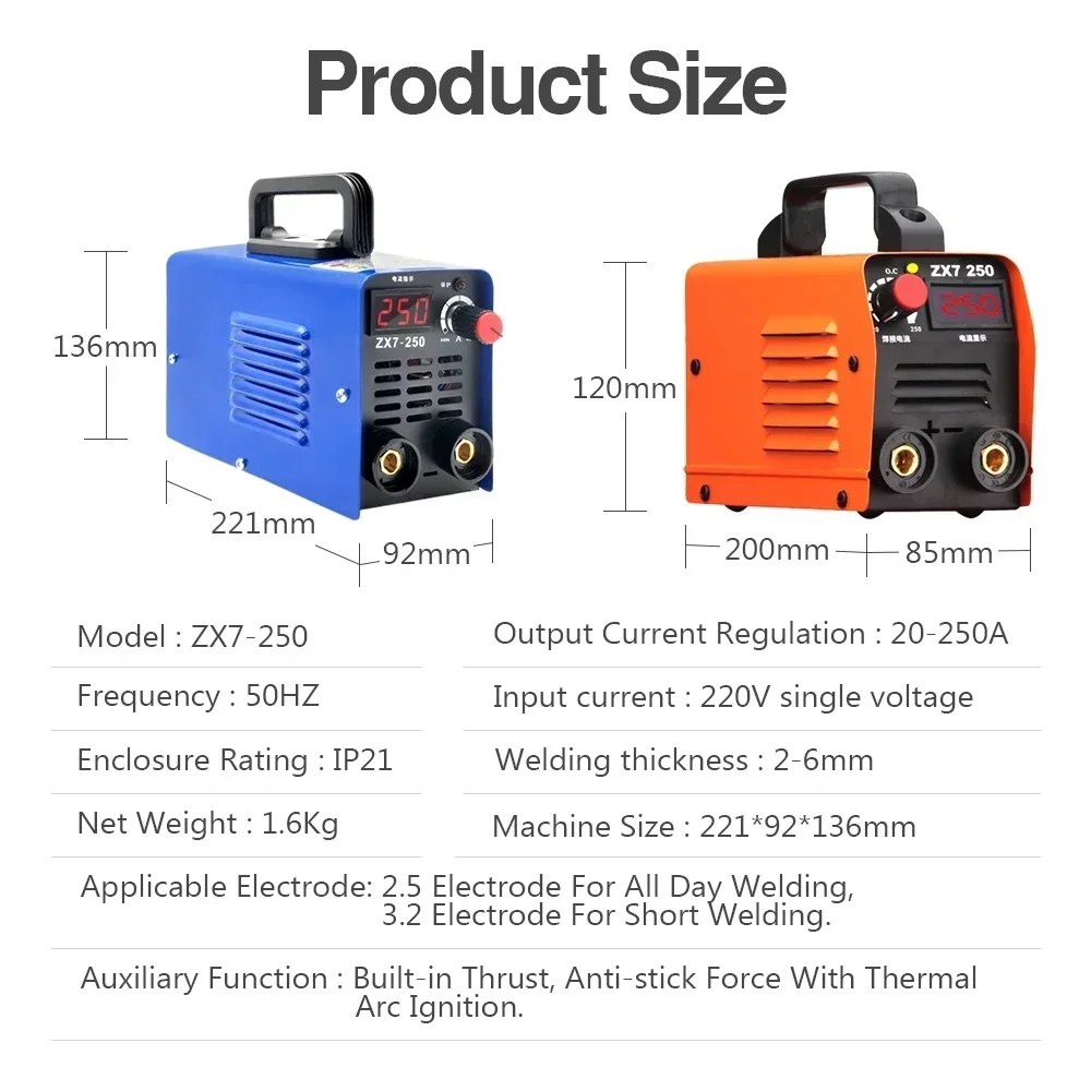 250A MMA KAYNAK MAKINESİ 220V Arc kaynak makinesi KAYNAK MAKINESİ tam otomatik endüstriyel dereceli ev küçük tüm bakır elektrik kaynak - Görsel 6