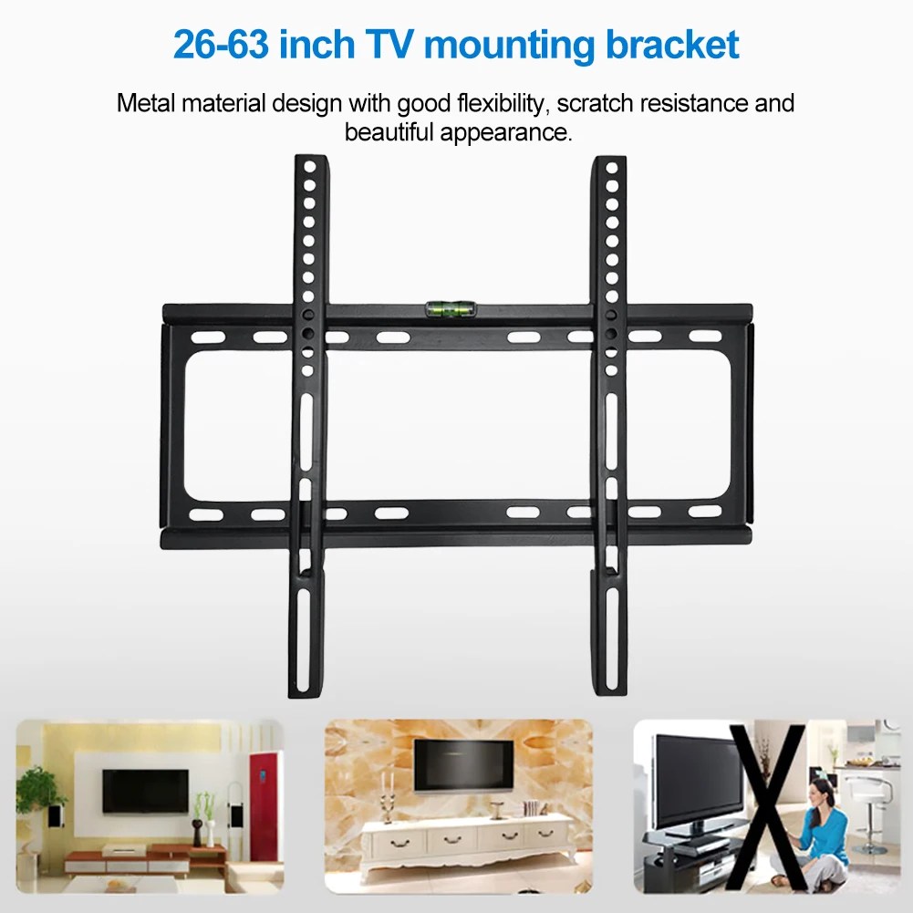 26-63 inç TV askısı monitör tutucu evrensel düşük profil düz TV duvar montaj LCD LED TV ekran için seviyesi ile ayarlanabilir TV standı - Görsel 5