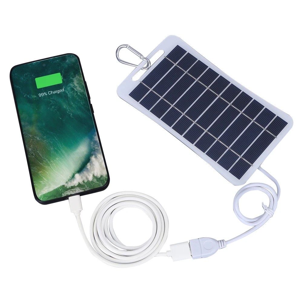 2W 5V taşınabilir GÜNEŞ PANELI USB pil şarj cihazı GÜNEŞ PANELI şarj su geçirmez telefon güç bankası kamp sırt çantası yürüyüş için
