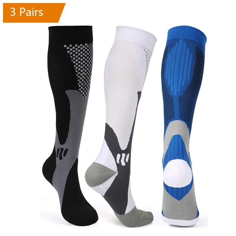 3 Pairs varis çorabı varisli damarlar diyabet erkekler spor çoraplar koşu basketbol sürme elastik çorap doğal yürüyüş tıbbi