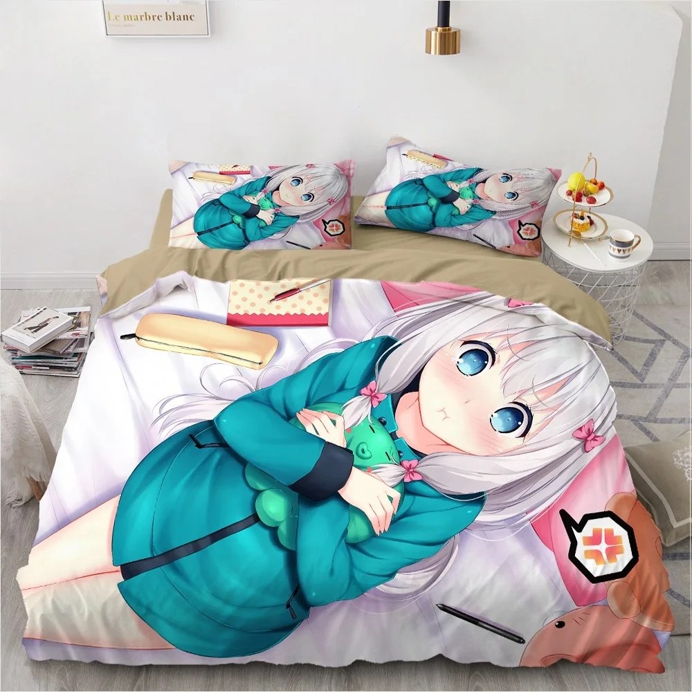 3 parça karikatür nevresim takımı 3D baskılı japonya Anime nevresim seksi/güzel kız yatak yorgan kapak ev tekstili ikiz tek boyutu - Görsel 5