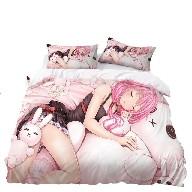 3 parça karikatür nevresim takımı 3D baskılı japonya Anime nevresim seksi/güzel kız yatak yorgan kapak ev tekstili ikiz tek boyutu - Görsel 12