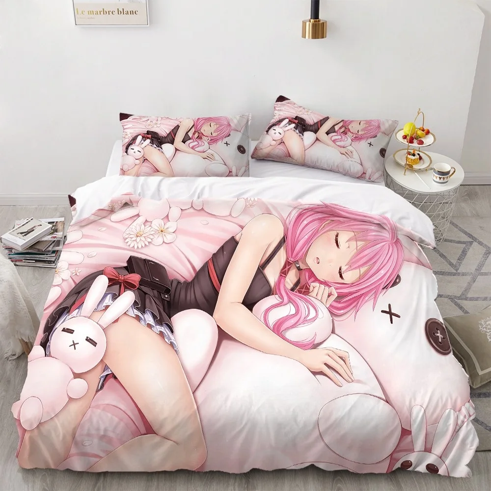 3 parça karikatür nevresim takımı 3D baskılı japonya Anime nevresim seksi/güzel kız yatak yorgan kapak ev tekstili ikiz tek boyutu