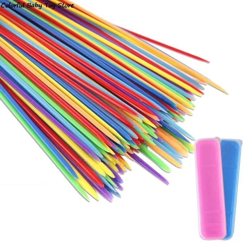 30 adet bebek çocuk eğitim renkli plastik geleneksel Mikado Spiel Pick Up kutusu oyun çocuklar hediyeler ile sopa