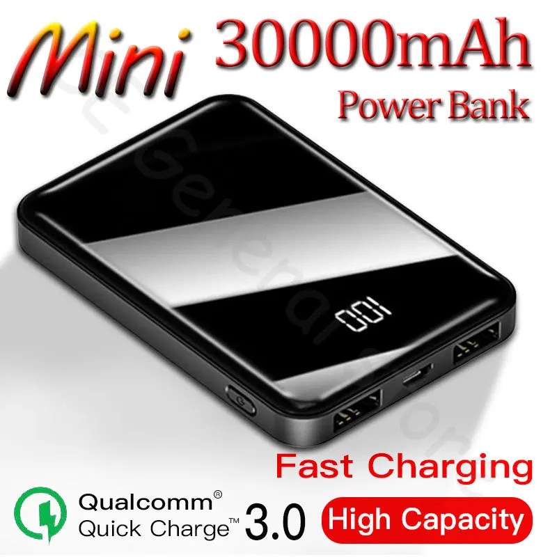 30000mAh taşınabilir Mini güç banka iki yönlü hızlı şarj pil şarj cihazı dijital ekran harici pil