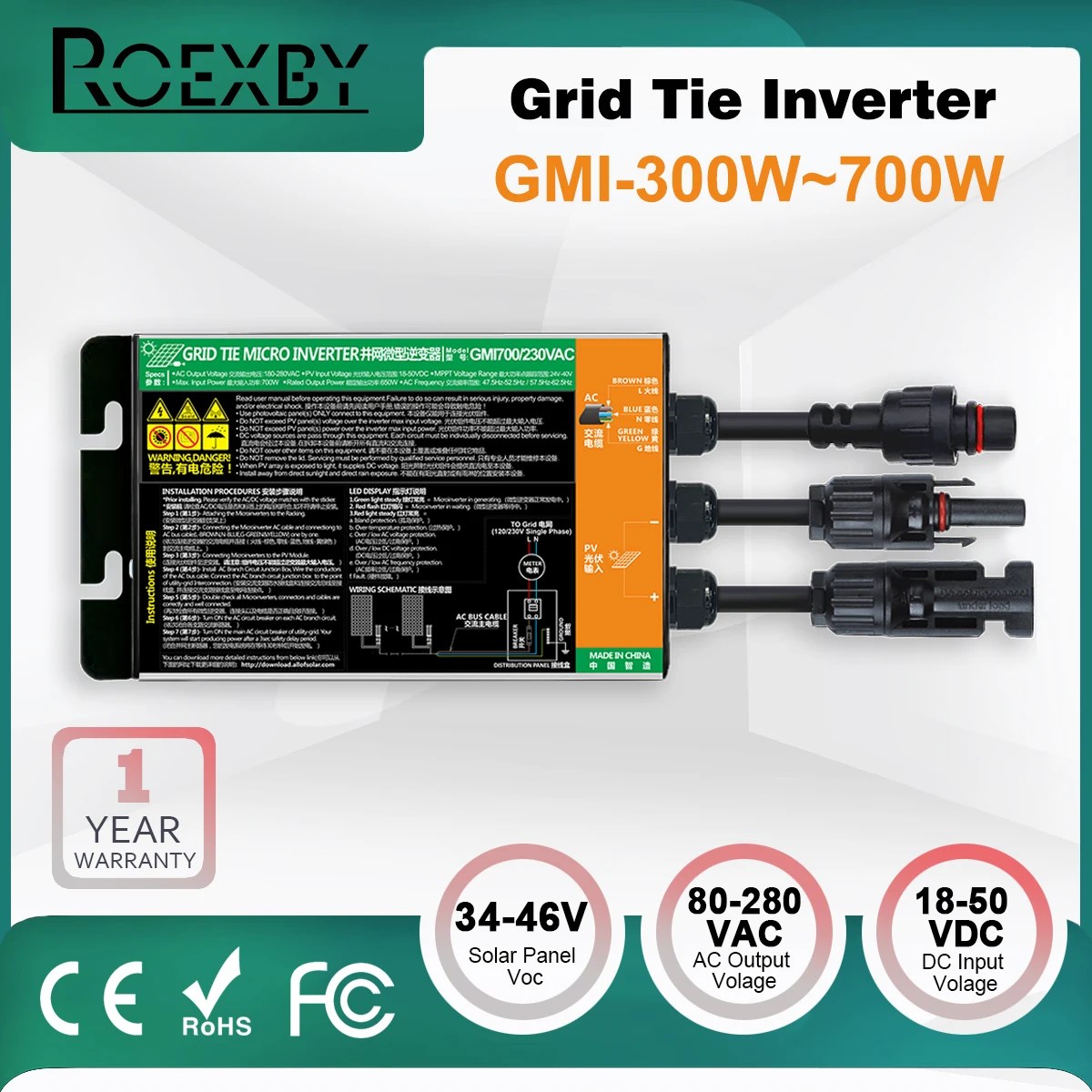 300W 350W 500W 600W 700W mikro invertör balkon güneş PV izgara kravat sistemi ev kullanımı için MPPT girişi DC18-50V güneş AC110V-240V