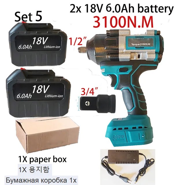 3100NM fırçasız elektrik anahtarı 3/4 inç akülü darbe anahtarı el güç aracı Makita 18v pil için - Görsel 9