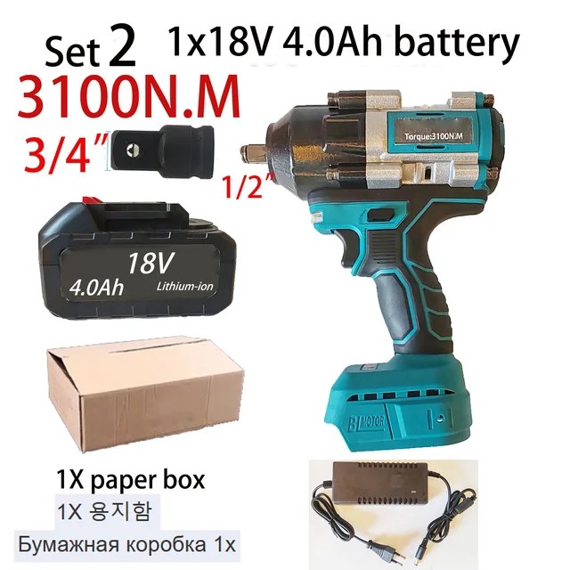 3100NM fırçasız elektrik anahtarı 3/4 inç akülü darbe anahtarı el güç aracı Makita 18v pil için - Görsel 12