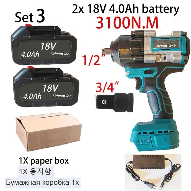 3100NM fırçasız elektrik anahtarı 3/4 inç akülü darbe anahtarı el güç aracı Makita 18v pil için - Görsel 14