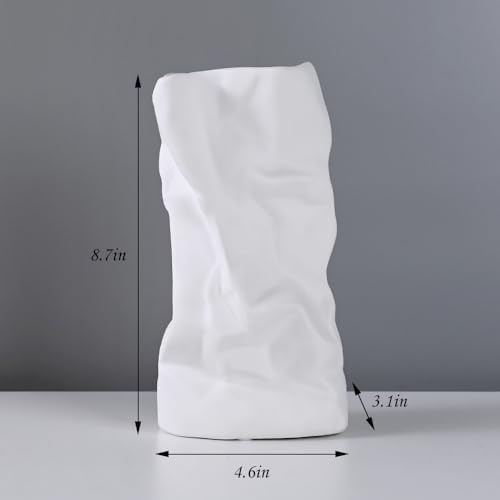 White Ceramic Vase Unique Flower Vases, Vases Home Decor Flower Vase for Pampas Grass as Boho Deco, Vases for Flowers White Vase Home Decor for Wedding, Dinning, Bookshelf or Gift - Görsel 7