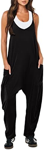 ANRABESS Women's Casual Loose Sleeveless Jumpsuits Adjustbale Spaghetti Strap V Neck Harem Long Pants Overalls with Pockets