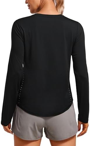 CRZ YOGA Lightweight Long Sleeve Workout Shirts for Women Running UPF 50+ Sun Shirt High Neck Athletic Training Tops