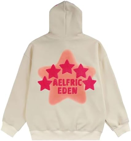 Aelfric Eden Womens Graphic Hoodies Pink Star Print Hoodie Unisex Oversized Hoodies Long Sleeve Pocket Pullover