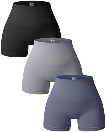 OQQ Women 3 Piece Yoga Shorts High Waist Seamless Workout Exercise Shorts Leggings