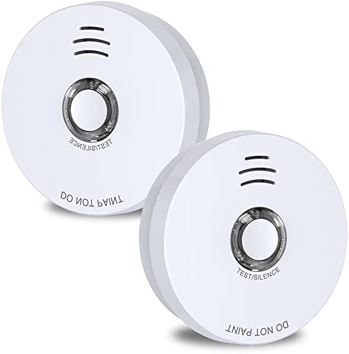 Andyssey Smoke Detector, 10 Year Battery Operated Smoke Alarm with LED Indicator, Photoelectric Fire Alarm Smoke Detector with Test & Silence Button for Home, 2 Packs - Görsel 1