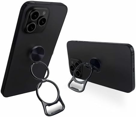 Multifunctional MSJGA Phone Ring Holder, Foldable & Adjustable Phone Kickstand, Magnetic Ring Holder for Cell Phone Grip with Bottle Opener (Black)