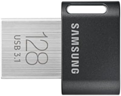 SAMSUNG FIT Plus 3.1 USB Flash Drive, 128GB, 400MB/s, Plug In and Stay, Storage Expansion for Laptop, Tablet, Smart TV, Car Audio System, Gaming Console, MUF-128AB/AM,Gunmetal Gray