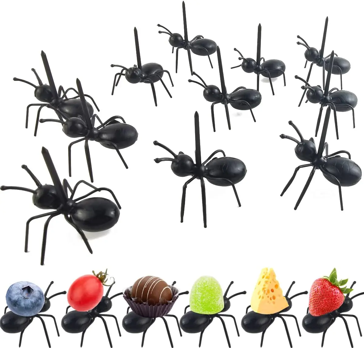 36 adet karınca kürdan meyve tatlı çatal kullanımlık karınca gıda Pick için hayvan meze Forks aperatif kek tatlı mutfak bebek Sh