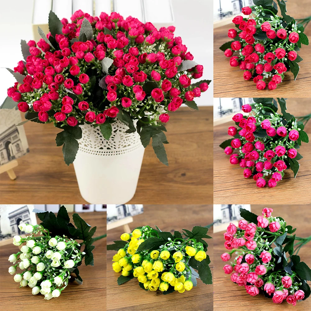 36 kafaları/1Bunch yapay çiçek Milan tomurcuk küçük gül tomurcuk DIY düğün dekorasyon şakayık otel dekor Bouque yapay çiçek s